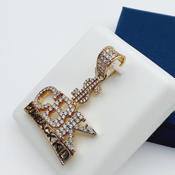 "14K Gold Plated Cubic Zircon Pendant, INUS1BR223 - Picture 4 of 9